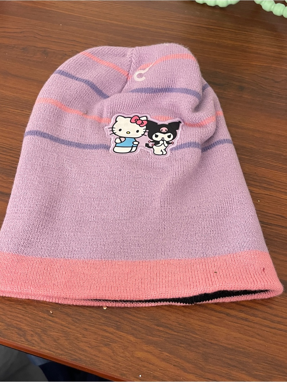 Sanrio Lavender & Coral Hello Kitty Kuromi Knit Beanie